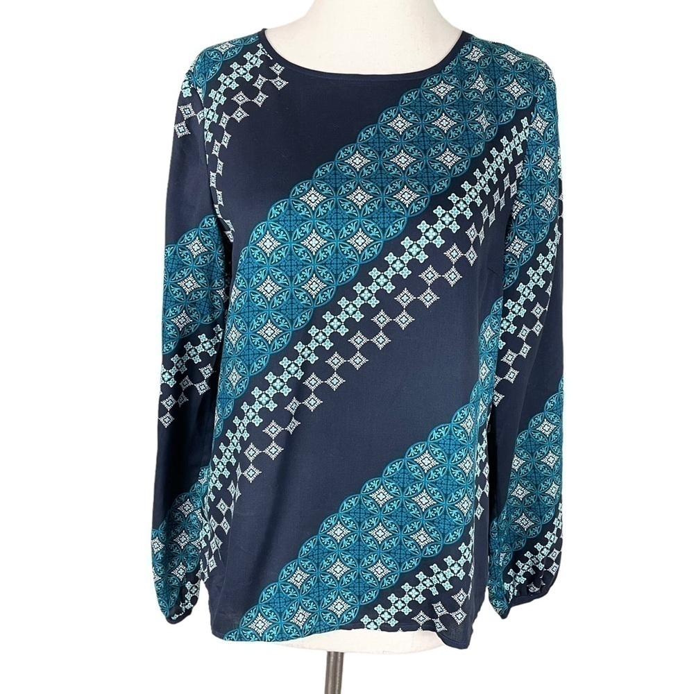 Talbots Blue/Green Long Sleeve Blouse